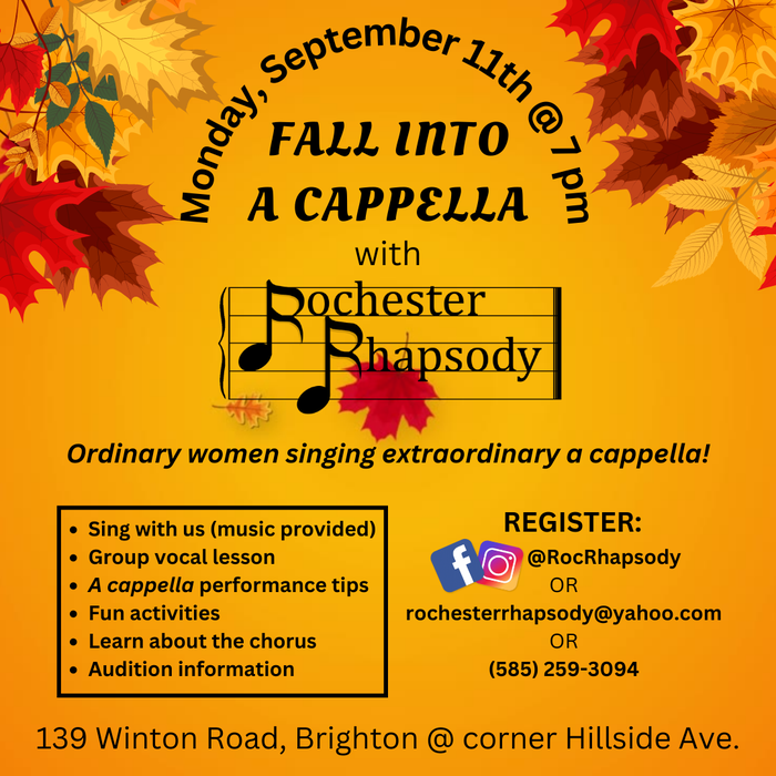 Fall Into A Cappella with Rochester Rhapsody Chorus