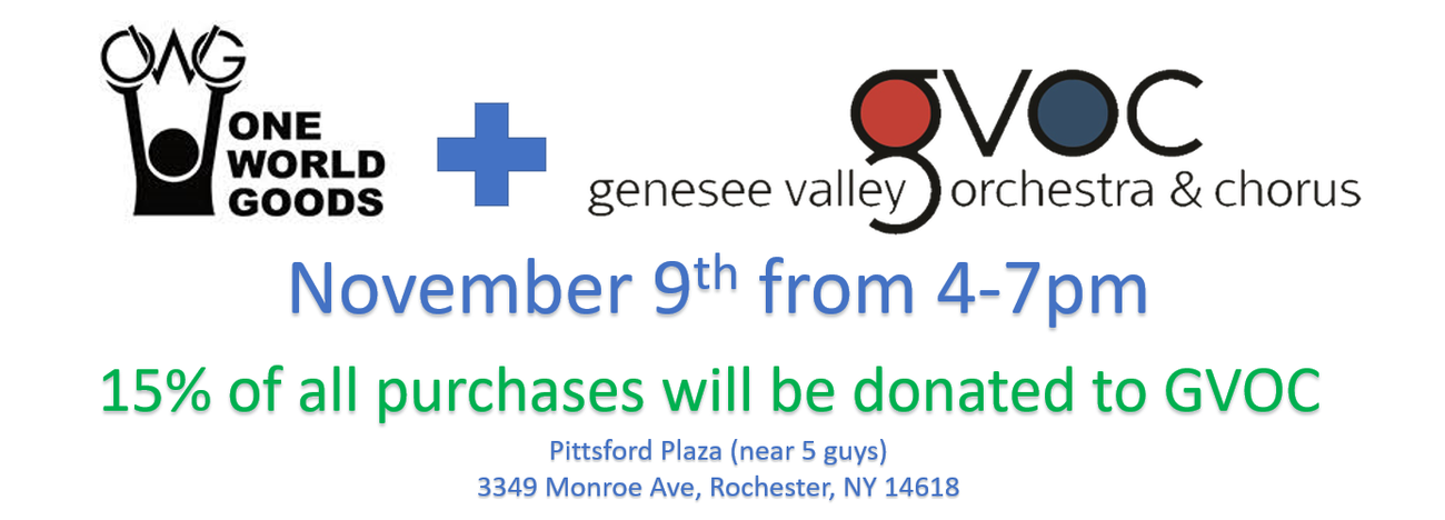 GVOC & One World Goods Fundraiser - November 9th from 4 to 7 pm